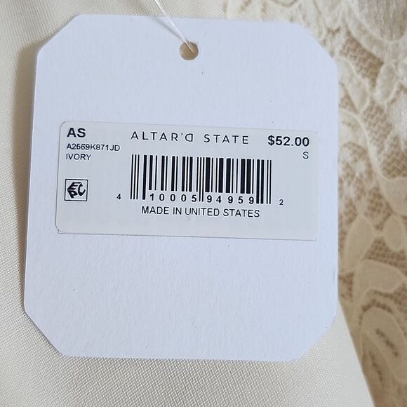 Altar'd State NWT Ivory Strapless Tube Top, Lace Overlay, Tie Bow, Small - Picture 9 of 9